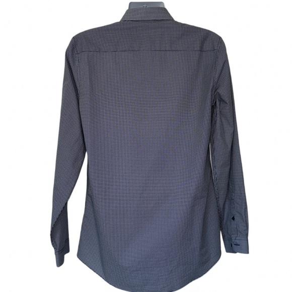 Topman Men’s Slim Fit Button-Up Shirt | Dark Navy Micro-Dot | Size Large - Picture 9 of 11